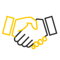 Handshake icon showing trust and confidence in Avant Language Proficiency Tests