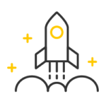 Icon of a rocket symbolizing getting your STAMP language proficiency test scores quickly.